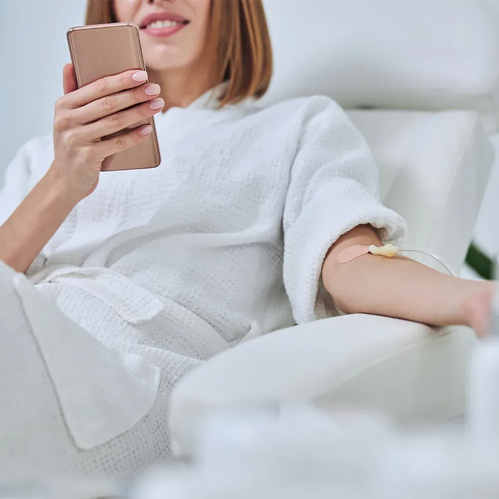 Clean and organised mobile IV vitamin therapy appointment setup